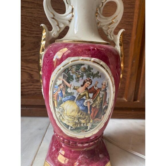 Vintage Hollywood Regency Boudoir Hand Painted Lamps Amphora - Picture 3 of 6
